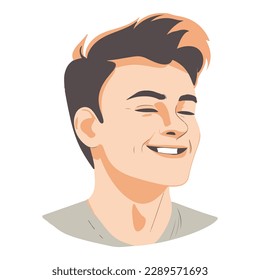 Icono plano de personaje masculino juvenil aislado en fondo blanco