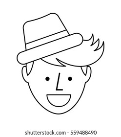 young man character hipster style vector illustration design