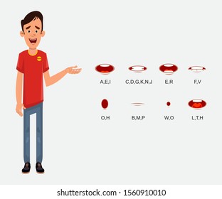 young man character with lip sync set for your design, motion and animation. character for custom animation. Character design for animation. stylized character set for animation.