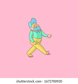 Young man character in mask against virus
