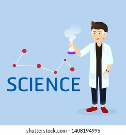Young man character science,The concept is the college character or university student holding test tube