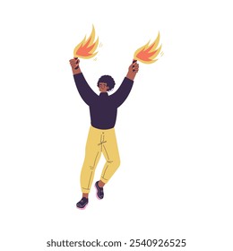 Personagem Jovem Desligando Ilustração Vetorial De Fogo De Artifício