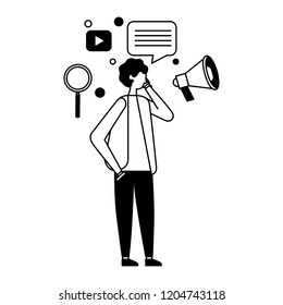 young man character social media