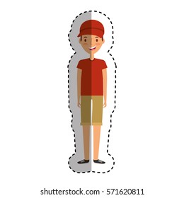 young man character with summer clothes vector illustration design