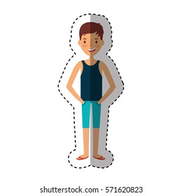 young man character with summer clothes vector illustration design