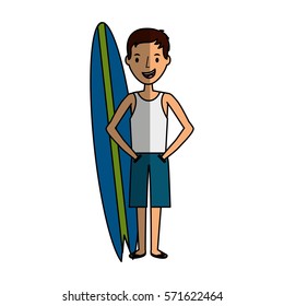 young man character with summer clothes vector illustration design