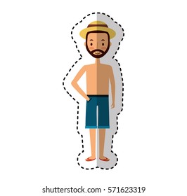 young man character with summer clothes vector illustration design