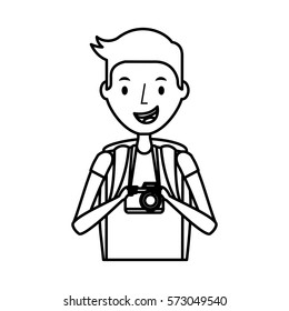 young man character with summer clothes vector illustration design