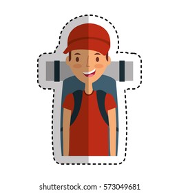 young man character with summer clothes vector illustration design