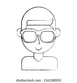 young man character with sunglasses