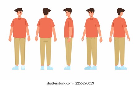 Young man character for your scenes. Cartoon style, flat vector illustration.