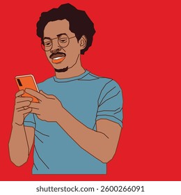 young man checking his mobile phone