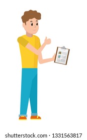 young man with checklist