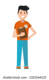 young man with checklist