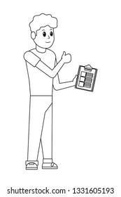young man with checklist