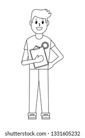 young man with checklist