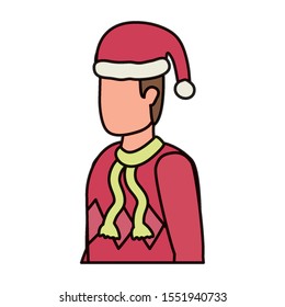 young man with christmas hat character vector illustration design