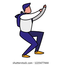 young man climbing character