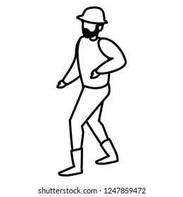 young man with climbing clothes