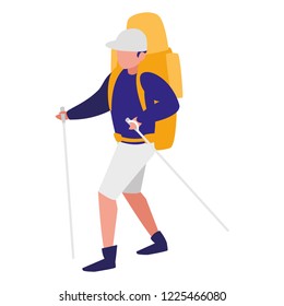 young man with climbing equipment