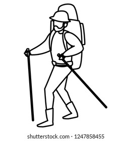 young man with climbing equipment