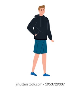 young man with coat isolated icon