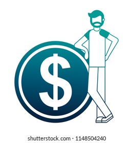 young man with coin avatar character