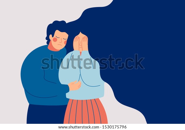 Young Man Comforting Her Crying Best Stock Vector (Royalty Free) 1530175796