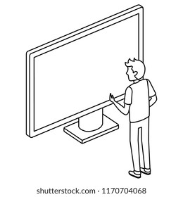 young man with computer display