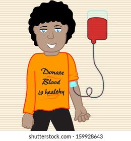 young man connected to the blood donation bag