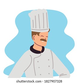young man cook in chef uniform vector illustration design