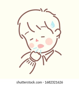 Ilustración vectorial de icono de toser de hombre joven