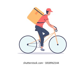 Young man courier delivers some orders vector illustration