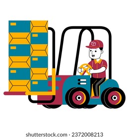  young man courier vector illustration