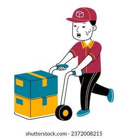  young man courier vector illustration