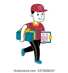  young man courier vector illustration