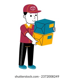  young man courier vector illustration