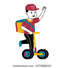  young man courier vector illustration