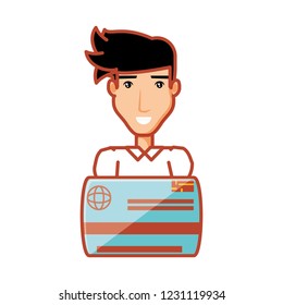 young man with credit card