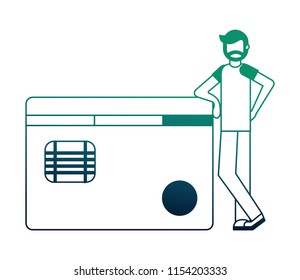 young man with credit card money icon