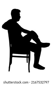 young man cross one's legs vector silhouette, isolated on white background, fill with black color, shadow idea, relaxing concept