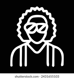 Young man in curly hair wig and glasses, Avatar icon design