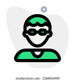 Young man with curly hairstyle wearing goggles