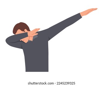 Young man dabbing. Flat vector illustration isolated on white background