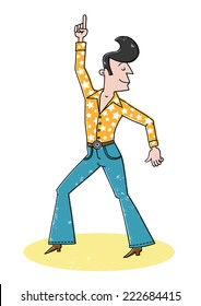 Young man dancing disco. Retro style.