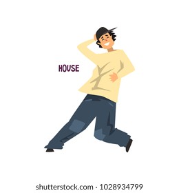 Young man dancing house dance vector Illustration on a white background