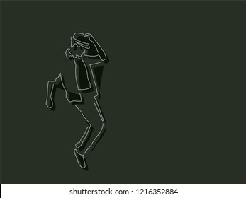 Young man dancing isolated line drawing, vector illustration design. Music collection.