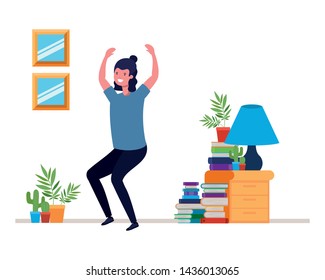 young man dancing in living room character