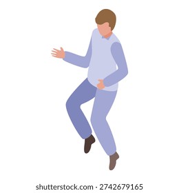 Young man dancing modern disco dance style isometric 3d icon
