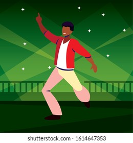young man dancing in nightclub vector illustration design